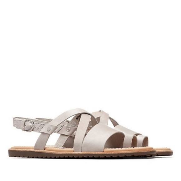 Sorel Women Comfort Loop Toe Ella Criss Cross in dove Sandals Flats shoes 10 - Picture 3 of 15